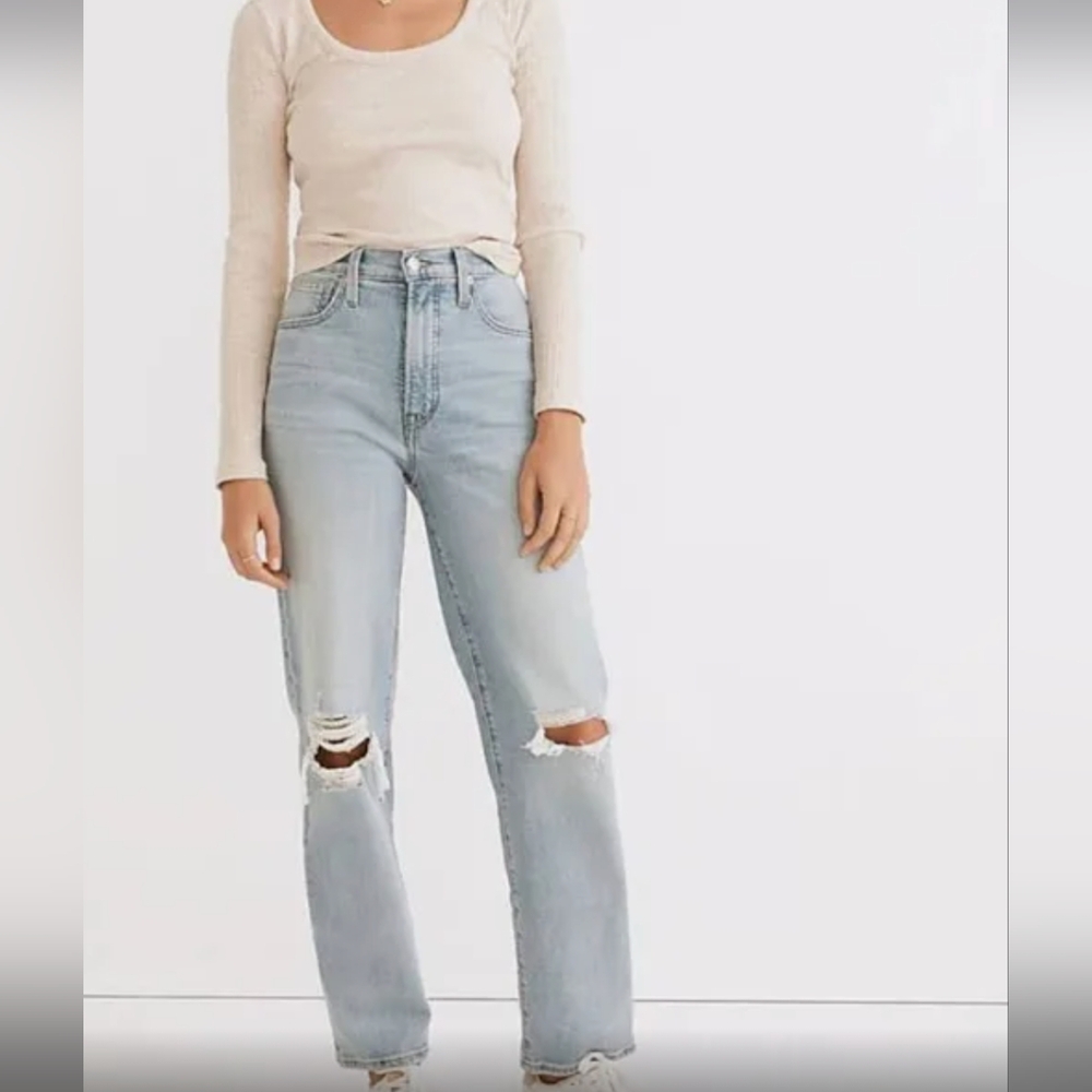 NEW Madewell the perfect vintage distressed straight jeans 26